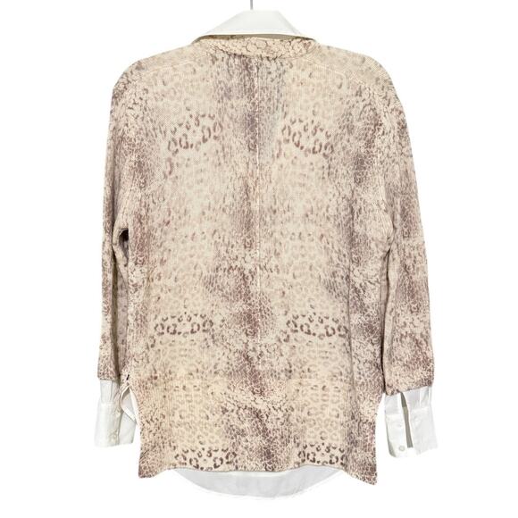 Brochu Walker Layered Look V-Neck Sweater XS Wool Cashmere Blend Animal Print - Picture 7 of 7